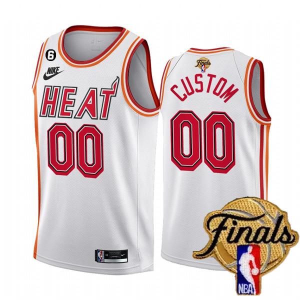 Men's Miami Heat Customized White 2023 Finals Classic Edition With NO.6 Patch Stitched Basketball Jersey Men's Miami Heat Customized White 2023 Finals Classic Edition With NO.6 Patch Stitched Basketball Jersey